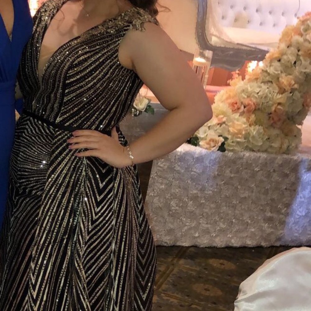 Black gold long princess dress Style